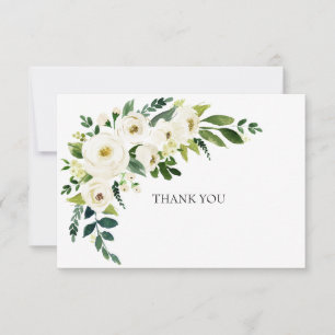 Simple Elegant White Floral Family Death Thank You Card
