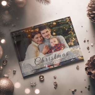 Simple Elegant White Frame Photo Christmas Holiday Postcard