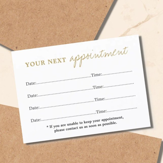 Simple Elegant White Gold Beauty Appointment Card (Creator Uploaded)