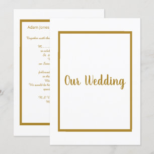 Simple & Elegant White Gold Border Wedding Invitation