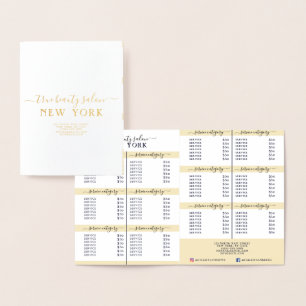 Simple Elegant White Gold Foil Salon Price List Card
