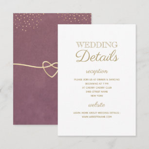 Simple Elegant White Gold Wedding Information Card