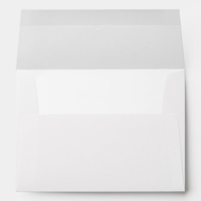 Simple Elegant White Lined Return Address Wedding  Envelope (Back (Bottom))