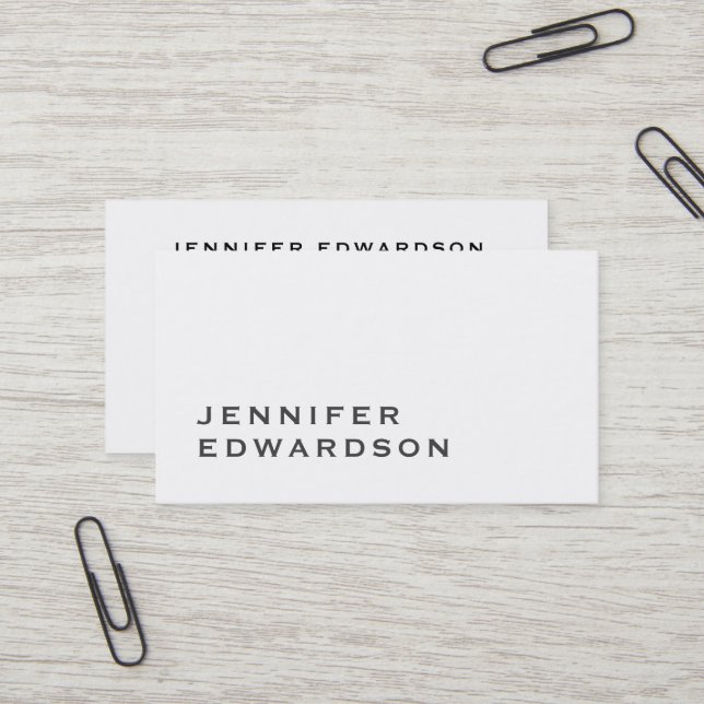 Simple elegant white minimalist professional business card (Front/Back In Situ)