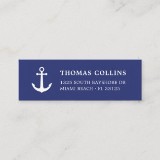 Simple Elegant White Nautical Anchor |  Mini Business Card