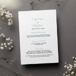 Simple elegant white pastel blue Wedding Menu<br><div class="desc">Simple elegant white pastel blue modern Wedding Menu invitation. This minimalist ampersand invitation is perfect for any classy and sophisticated glam girl. This design is ideal for a trendy and stylish party event. Customize this design with your message and personalized information. All designs are printed.</div>