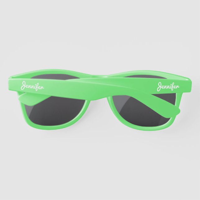 Simple Elegant White Personalized Name Custom Sunglasses (Back)