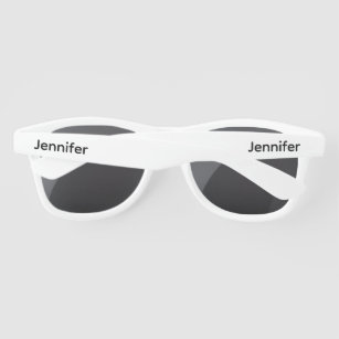 Simple Elegant White Personalized Name Custom Sunglasses
