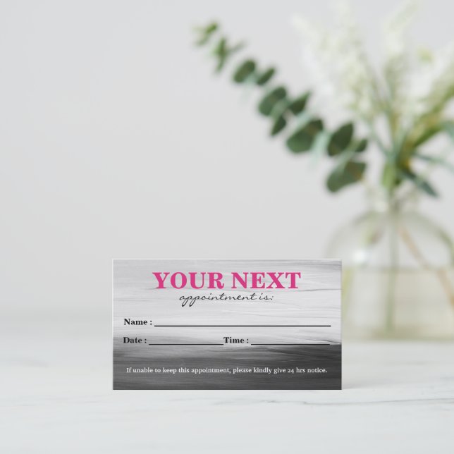Simple Elegant White Pink Beauty Appointment Card (Standing Front)