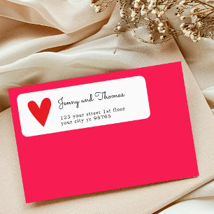 Simple Elegant White Red Heart Wedding