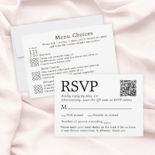 Simple Elegant White RSVP Card With Menu Choices