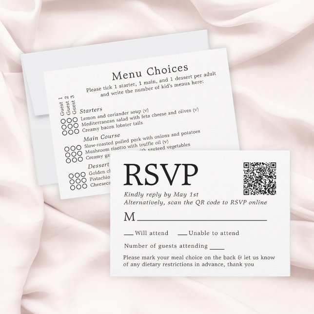 Simple Elegant White RSVP Card With Menu Choices (Simple Elegant White RSVP Card With Menu Choices
)
