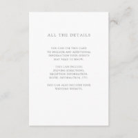 Simple Elegant White | Wedding Guest Details