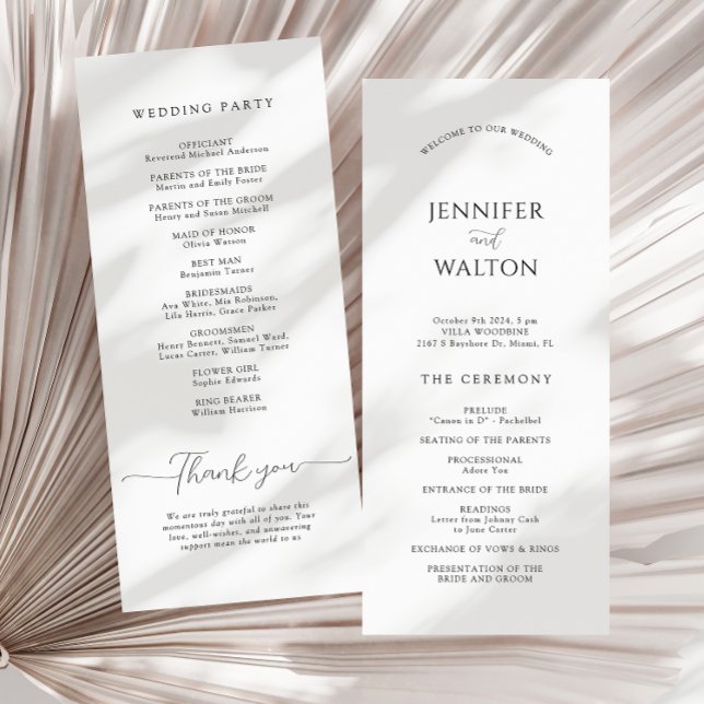 Simple Elegant white wedding Program (Creator Uploaded)