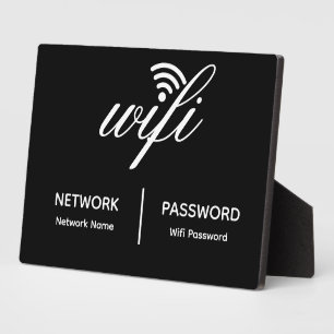 Simple Elegant Wifi Network Password Info Tabletop Plaque