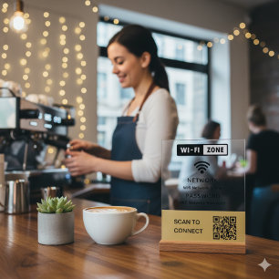 Simple Elegant Wifi QR Code Network Password  Acrylic Sign