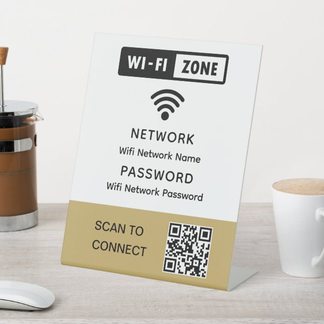 Simple Elegant Wifi QR Code Network Password  Pedestal Sign (In SItu)