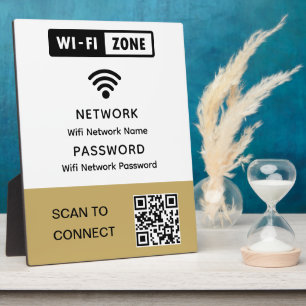 Simple Elegant Wifi QR Code Network Password  Plaque