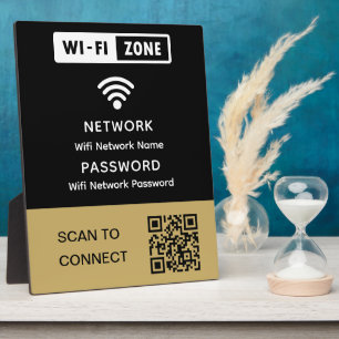 Simple Elegant Wifi QR Code Network Password  Plaque