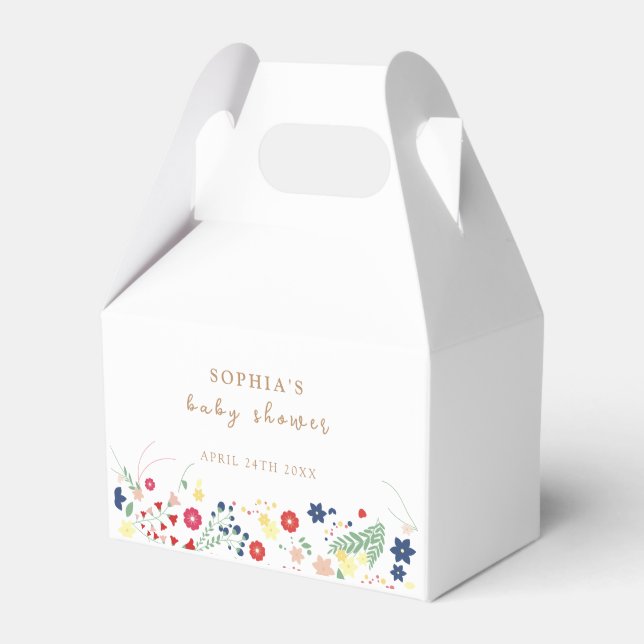 Simple Elegant Wildflower Baby Shower  Favor Box (Front Side)