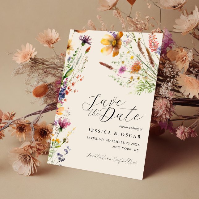 Simple Elegant Wildflower Spring Summer Wedding Save The Date (Creator Uploaded)