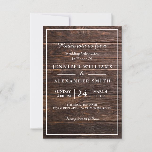Simple Elegant Woodsy Wedding Invitation (Front)