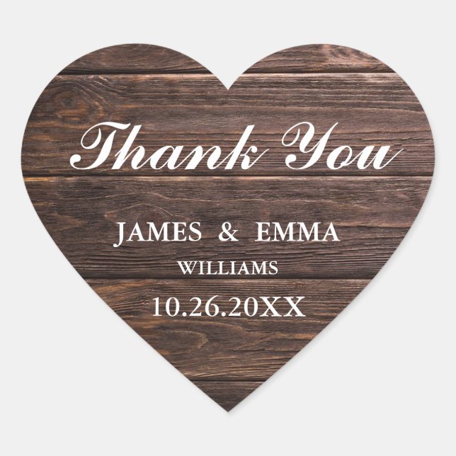 Simple Elegant Woodsy Wedding Thank You Stickers (Front)