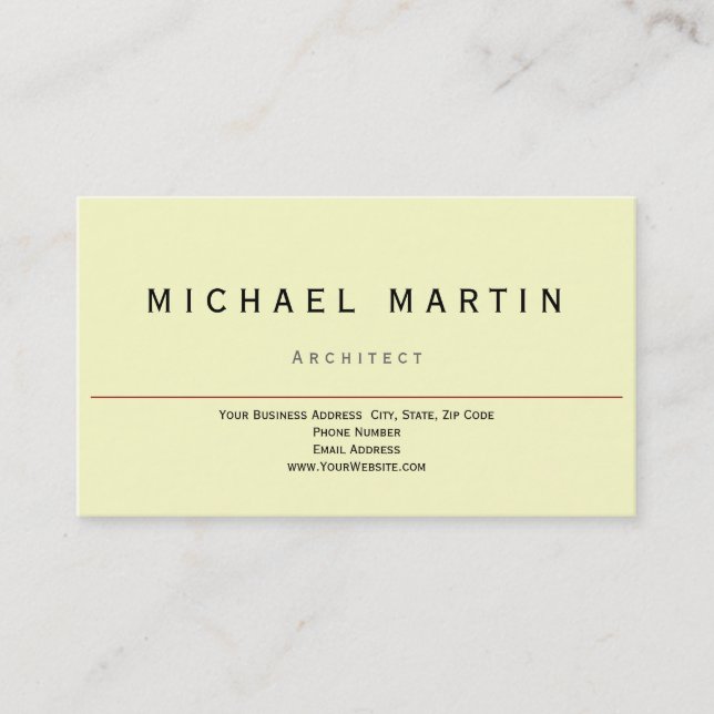 Simple Elegant Yellow Business Card (Front)
