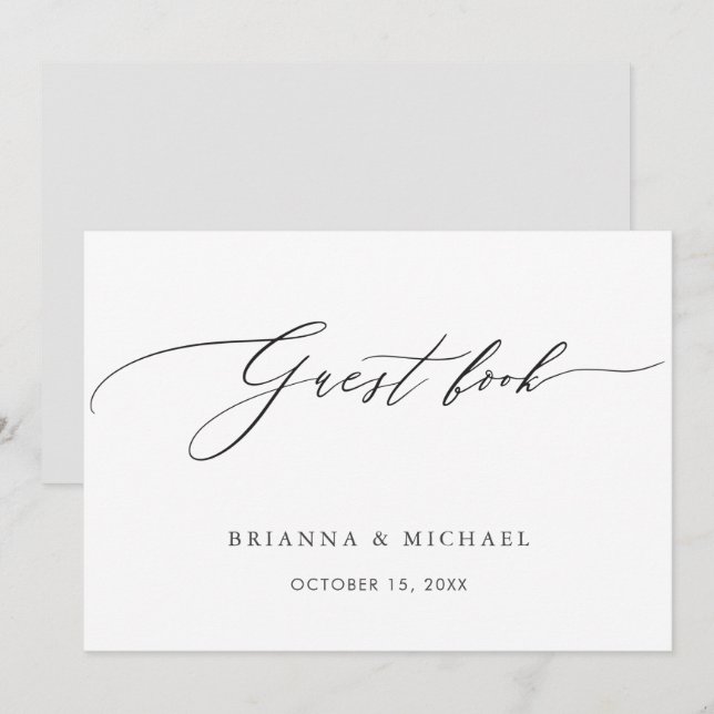 Simple élégante calligraphie Faire-part de livre d (Devant / Derrière)