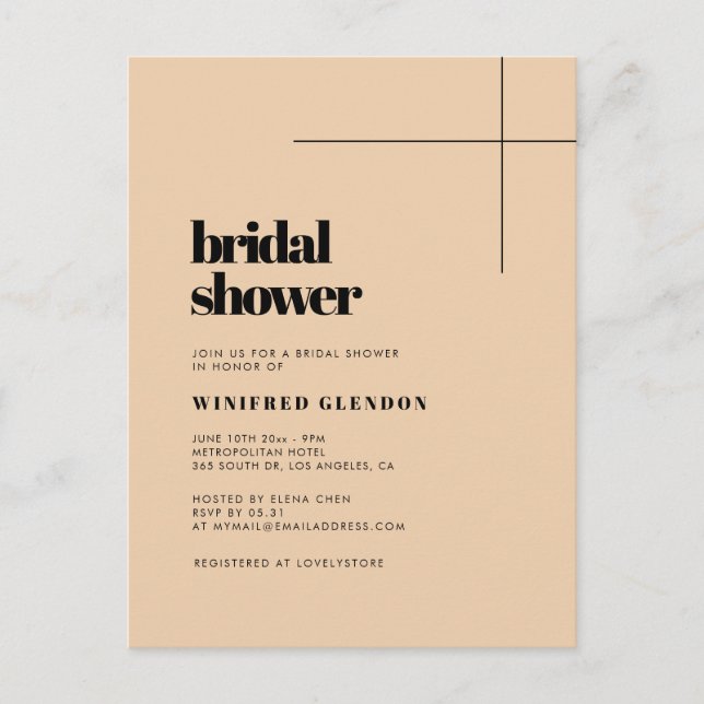 Simple élégante et chic invitation à la douche nup (Devant)