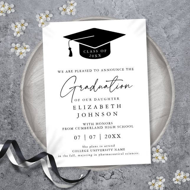 Simple élégante Faire-part moderne de graduation (Simple Elegant Modern Graduation Announcement)