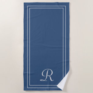 Simple élégante serviette de plage de Monogram ble