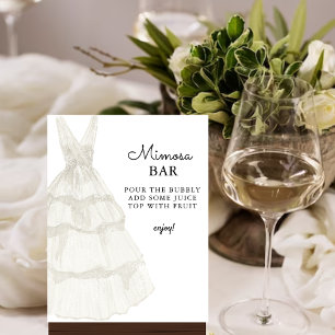 Simple Elegent White Wedding Gown Mimosa Bar Sign