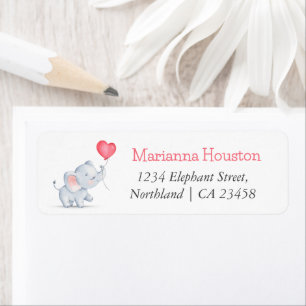 Simple Elephant & Heart Balloon Return Address 