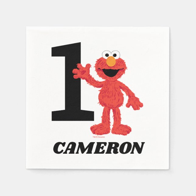 Simple Elmo 1st Birthday Napkin (Front)