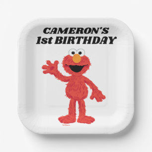Simple Elmo 1st Birthday Paper Plate