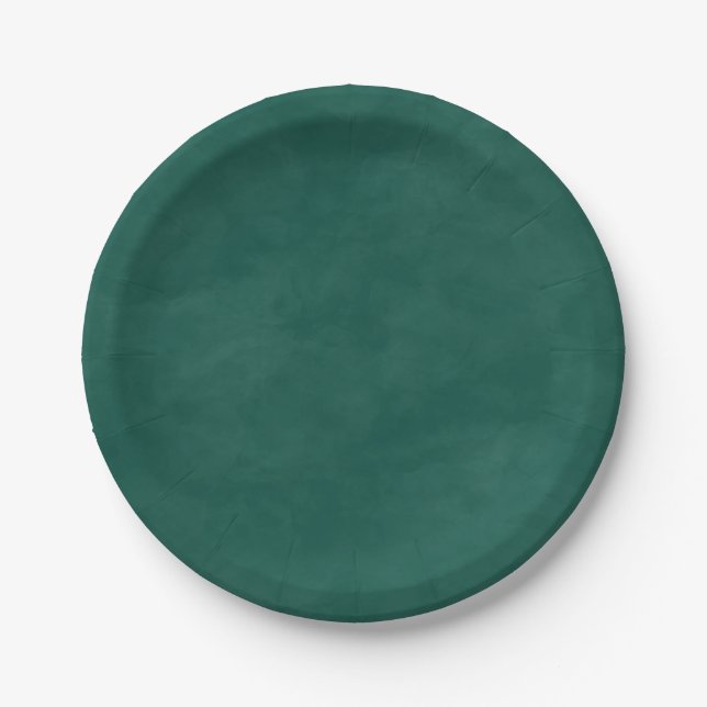 Simple Emerald Green Colour Editable Watercolor Paper Plate (Front)