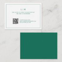 Simple Emerald Green Elegant Wedding Mini RSVP