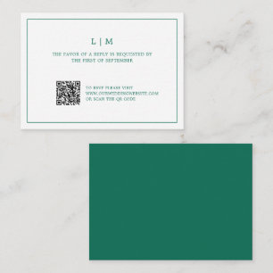 Simple Emerald Green Elegant Wedding Mini RSVP Card