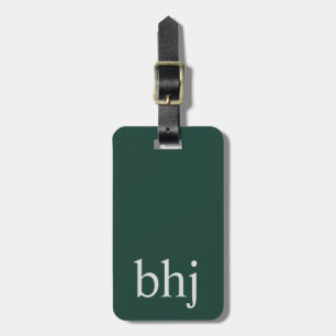 Simple Emerald Green Initial Monogram  Luggage Tag
