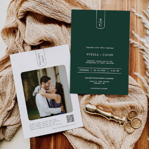 Simple Emerald Green Modern Geometric Arch QR Code Invitation