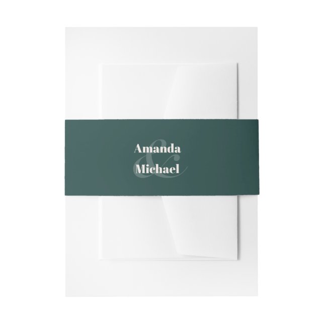 Simple Emerald Green Modern Minimalist Invitation Belly Band (Front Example)