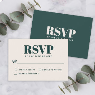 Simple Emerald Green Modern Minimalist RSVP Card