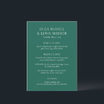 Simple Emerald Green Modern Wedding Menu<br><div class="desc">Modern wedding menus featuring a clean and simple design with bold fonts.</div>