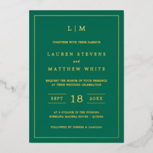 Simple Emerald Green Monogram Elegant Wedding