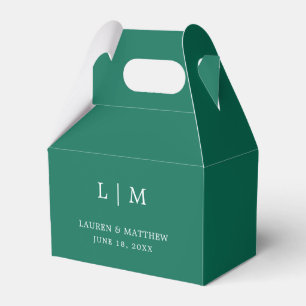 Simple Emerald Green Monogram Elegant Wedding Favor Box