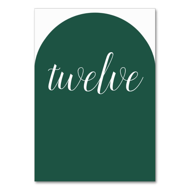 Simple Emerald Green Rounded Table Number (Front)