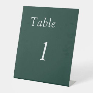 Simple Emerald Green Wedding Table Number Pedestal Sign