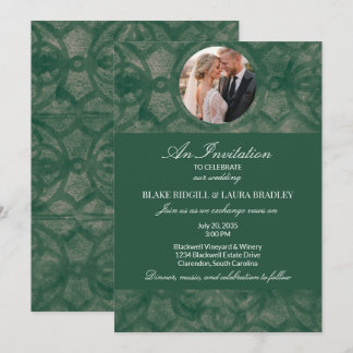 Simple Emerald Lake Fall Batik Custom Photo Invitation