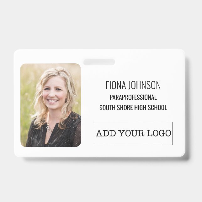 Simple Employee Logo Photo Barcode ID Badge (Front)